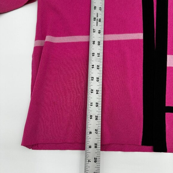 Exclusively Misook Pink Black Long Sleeve Cardigan Women's Large *read - Picture 4 of 8